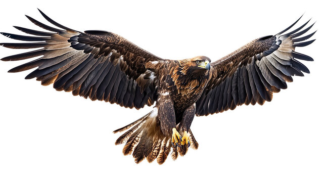 Golden eagle (portrait, standing, flying), animal bundle isolated on a white background as transparent PNG
