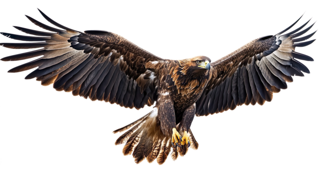 Golden eagle (portrait, standing, flying), animal bundle isolated on a white background as transparent PNG