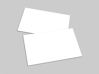 Two blank white business cards on a gray background in a minimalistic style, White blank business card on background
