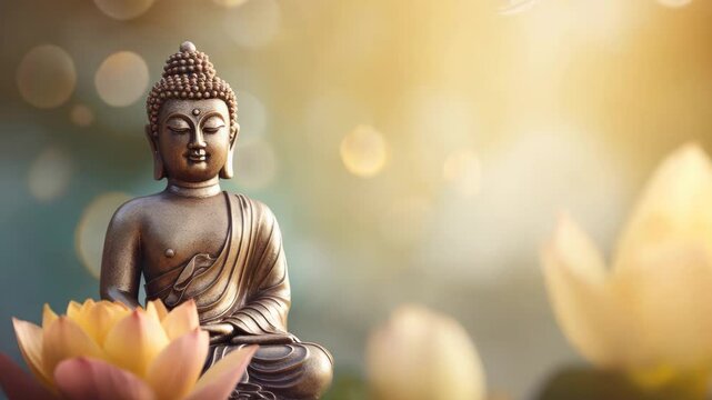 Buddha and lotus flower with a place for text