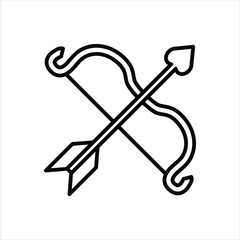 Bow and Arrow Line Icons Design Elements Illustration