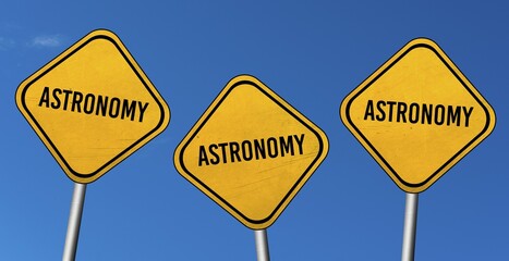 Astronomy, yellow signs with blue sky