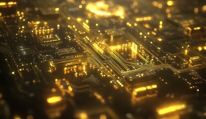 Obraz premium Golden Circuit Board: Abstract Technology Background