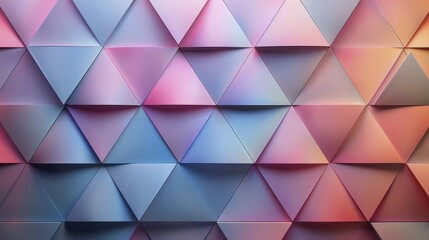 Obraz premium A geometric pattern featuring a gradient of pink to blue triangles, ai generated, AI generated