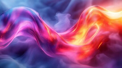 Obraz premium Neon wave background abstract 3D glass shapes and rich magenta tones blending into a smooth futuristic art design