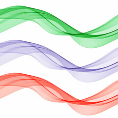 Set of colored waves. Abstract vector graphics. Eps 10
