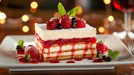 artistic line connection through gourmet desserts, showcasing layers and textures, softly lit with a neutral backdrop