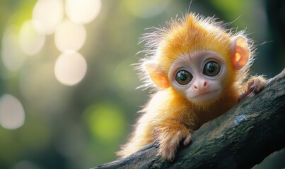 Obraz premium Adorable Golden Monkey in a Lush Forest