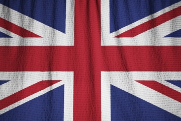 Fototapeta premium Closeup of Ruffled United Kingdom Flag, United Kingdom Flag Blowing in Wind