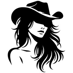 Fototapeta premium Silhouette of female cowboy