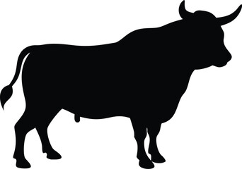 Black Bull Silhouette Design for Creative Projects