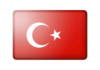 The Turkish flag. Rectangular matte icon. Isolated on white background