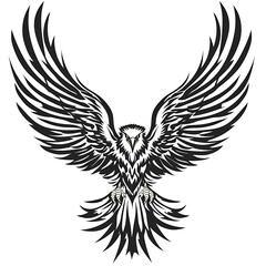 Fototapeta premium Powerful eagle in flight, bold graphic design, artistic representation, for prints or tattoos