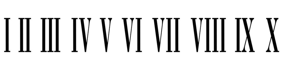 Roman numerals icon vector set. Dial illustration sign collection. Numbers symbol or logo.