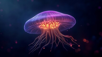 Fototapeta premium Futuristic AI concept art photography in deep blue and violet