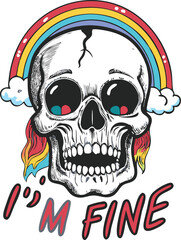 Skull with Rainbow Vector Illustration for Creative Designs
