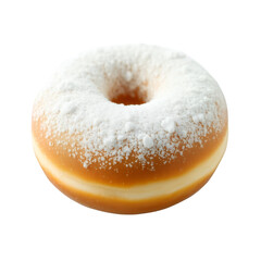 Powdered Sugar Donut with Golden Brown Texture on Transparent Background Generative AI