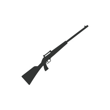 A long gun Silhouette vector art design. weapon icon logo illustration. Long barrel gun symbol. Silhouette of hand gun icon isolated on white background. vector logo.