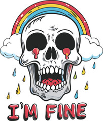 Unique Skull and Rainbow Artwork for T-Shirts