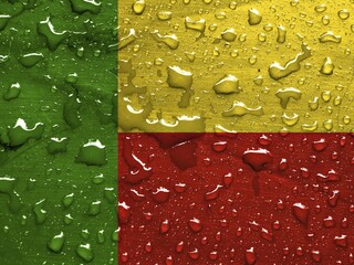 Flag of Benin with rain drops