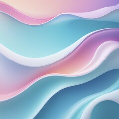 Flowing abstract waves with light pastel gradient colors, creating a serene and tranquil feel, AI generated