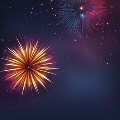 Fototapeta premium Bright fireworks light up a starry night sky with colorful explosions in a cheerful celebration, AI generated