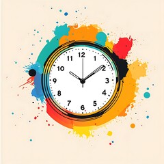 Colorful clock, abstract background, time concept, graphic design