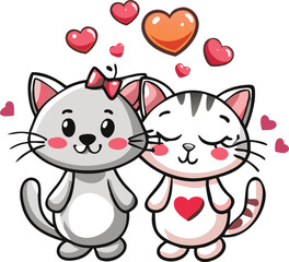 Cute Couple Cats Artwork for Valentine's Day