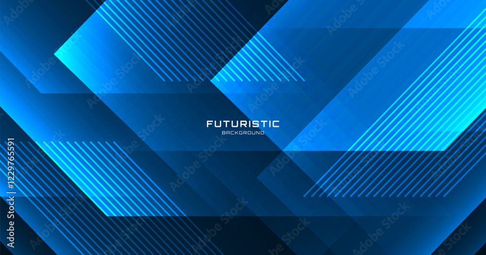 Poster blue lines techno abstract background overlap layer on dark space with diagonal shape effect decorat
