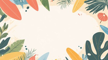 Obraz premium Tropical Leaves Frame Summer Beach Design
