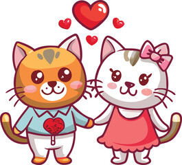 Lovely Cat Cartoon with Heart Balloons in SVG"