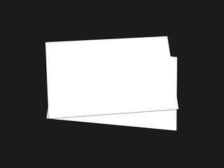 Two slightly folded blank white cards on a black background, White blank business card on background