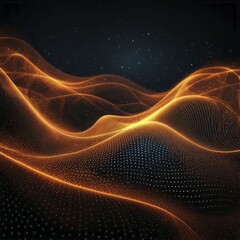 Fototapeta premium Intricate abstract digital composition with glowing orange light waves on a dark backdrop, Fire Particles, AI generated