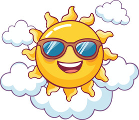Happy Sun Vector with Sunglasses for Summer Vibes