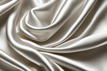 Obraz premium Off-white silk fabric with soft, smooth folds creating an elegant and luxurious appearance, AI generated