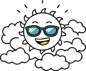Happy Sun Vector with Sunglasses for Summer Vibes