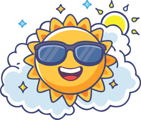 Sun Icon with Sunglasses – Free Vector Download