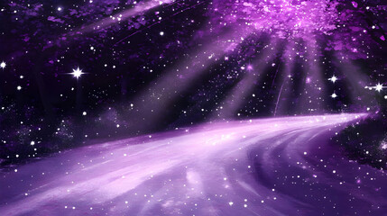 Purple forest path, starlight, fantasy