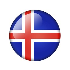 Obraz premium The Icelandic flag. Round glossy icon. Isolated on white background