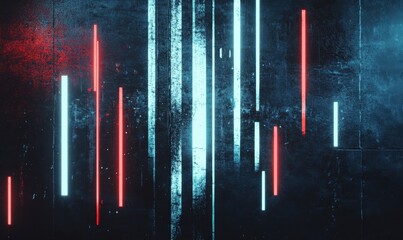 A computer monitor displaying an animated red and blue wave pattern