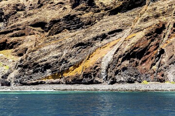 Several lava layers, cliffs of Los Gigantes, Santiago del Teide, Tenerife, Canary Islands, Spain, Europe