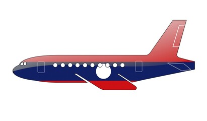 The Laotian flag painted on the silhouette of a aircraft. glossy illustration