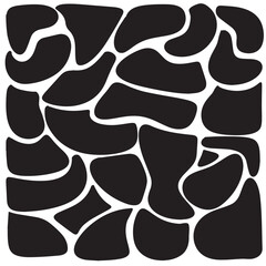 Set of black hand drawn abstract organic shapes, amorphous spots, doodle objects. Trendy shapes, lines, spots, drops, abstraction for beauty brand design, social media story template. Vector