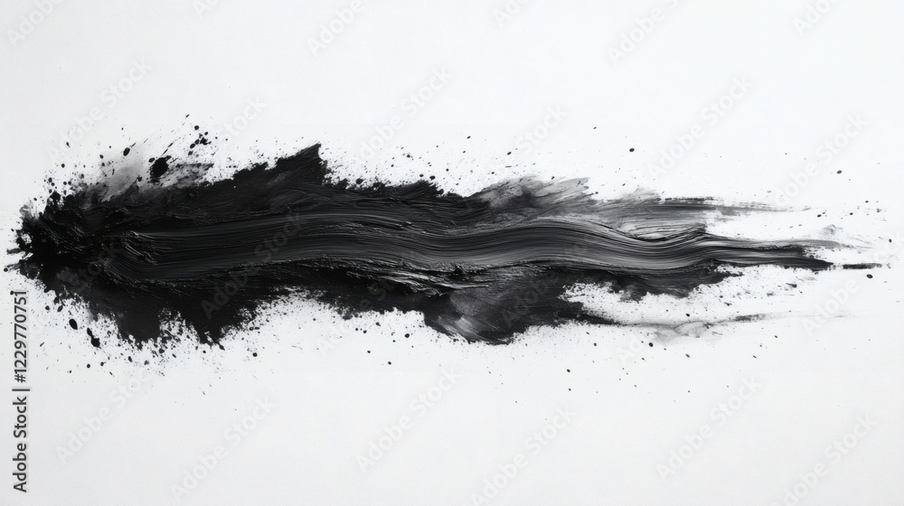 Poster soft jagged brush stroke splashes in black ink on a white background creating a contrast of rough an