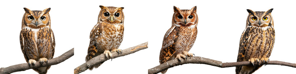 Obraz premium Majestic Owl Perched on Tree Branch in Lush Woodland Environment Observing Surroundings with Piercing Gaze and Elegant Posture