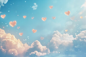 Fototapeta premium Sunny blue sky with gentle clouds, creating a perfect backdrop for travel, nature, hope, and inspirational messages. 