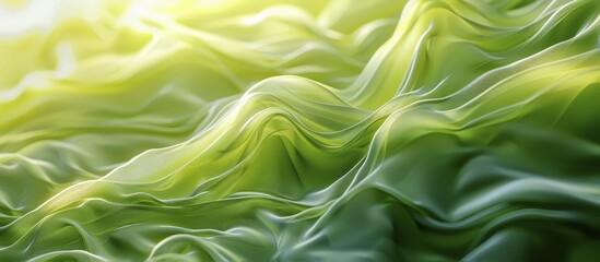 Fototapeta premium Green abstract with wavy, smooth textures, evoking an ethereal and serene atmosphere, AI generated