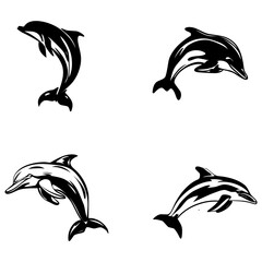 Naklejka premium dolphins jump in the middle of the waves with a charming natural beach feel