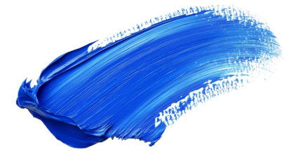 Vibrant blue abstract brushstroke on transparent PNG background for creative design and digital marketing visuals