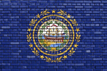 Flag of New Hampshire painted on brick wall